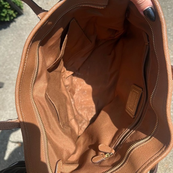 Brown Coach Crossgrain City Zip Tote - Picture 3 of 4